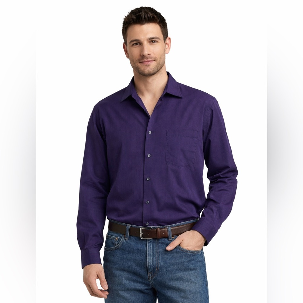 Men’s Van Heusen purple striped dress shirt